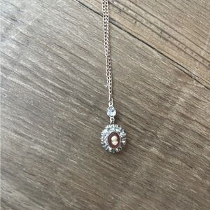 Vintage Cameo Rhinestone Necklace. 9”L 1950s | Feminine | Heirloom | GUC